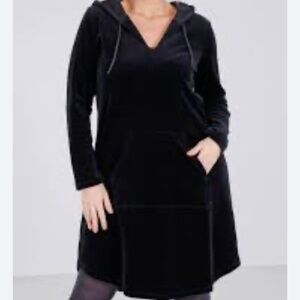 Torrid Velour Hooded Long Sleeve Black Mini Lounge Gown Dress Size 2X